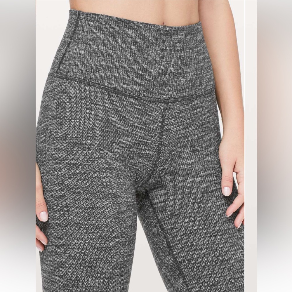Lululemon Wunder Under HR Tight *28" Luon Variegated Knit Black Heathered Blk - Picture 4 of 11